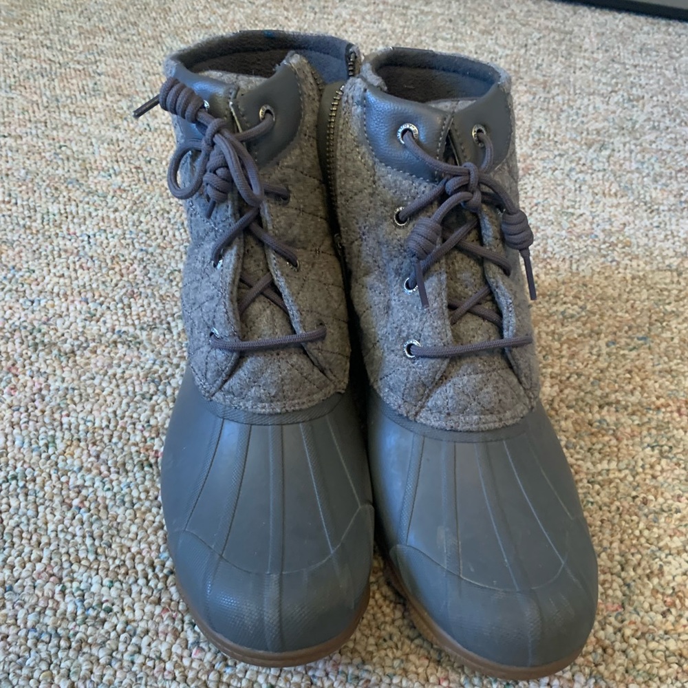 Gray Sperry Duck Boots